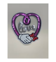 15X12 CM Love ve kalp pul payetli aplike AKSESUAR