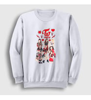 Presmono Unisex Beyaz Hearts K-Pop Twice Sweatshirt 280321tt