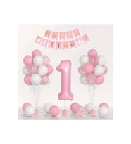 Makaron Pembe Beyaz Balon Zincir Set