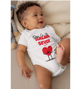 Beni En Çok Halam Sever Desenli Kısa Kol Unisex Body
