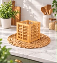 Bambu Kafes Küçük Boy Kaşıklık,organizer,çok Amaçlı Sepet,banyo,mutfak Dekor 13*13*15 Cm
