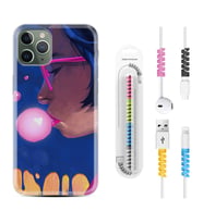 Apple iPhone 11 12 13 14 Pro Max Kılıf Kablo Koruma Spiral Silikon Sakız ve Kız 1767