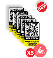 MEO 5'li Paket - Motosiklet Numaratörü - Dıştan Yapıştırma - Qr Kodlu Numaratör (Dikey Etiket)