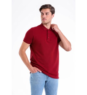 Hatemoğlu Bordo Regular Fit %100 Pamuk Polo Yaka Tişört