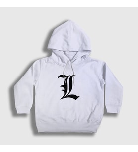 Presmono Unisex Çocuk Beyaz Logo L Anime Death Note Kapüşonlu Sweatshirt 129691tt (Beyaz)