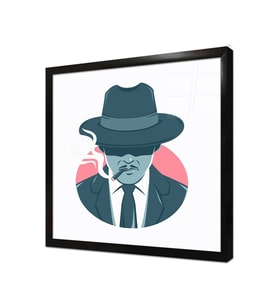 Tablosan Şapkalı Portre Çerçeveli Cam Tablo