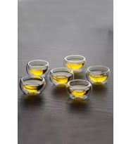 Çift Cidarlı 6 Lı Mini Cam Kase