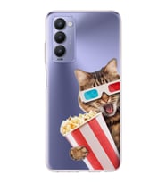 PrintiFy Tecno Camon 18P ile Uyumlu 1mm Slim Fit Kedi 1 050b Baskılı Şeffaf  Kılıf
