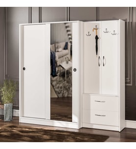abre vm-300348 BEYAZ VESTİYER PORTMANTO AYAKKABILIK