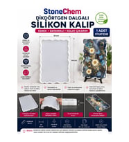 Dikdörtgen Dalgalı Epoksi Tepsi Silikon Kalıp 44x26 cm – Sunumluk, Servis Tepsisi ve Reçine Döküm Kalıbı ( Asimetri )