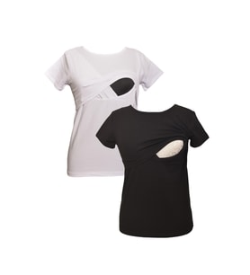 LuvmaBelly MYRA2501_2516 Emzirme tshirt seti (Beyaz-Siyah)