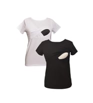 LuvmaBelly MYRA2501_2516 Emzirme tshirt seti (Beyaz-Siyah)
