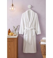 Beyaz Şalyaka %100 Pamuklu Unisex Otel & Spa Bornozu