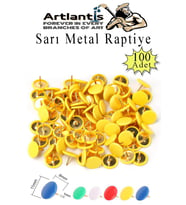 Sarı Raptiye 100 Adet 1 Paket Renkli Pvc Kaplı Başlıklı Raptiye Plastik Yuvarlak Düğmeli Raptiye Pano Okul Ofis Büro