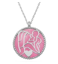 925 Ayar Gümüş Gold Pembe Sedef Taşlı Anne Çocuk Sevgisi Kolye