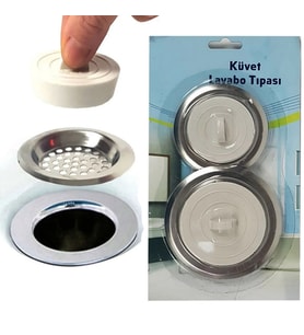 Lavabo Gider Süzgeç Küvet Duşakabin Eviye Tıpası Süzgeçli 2 Adetli Set Lavabo Tı