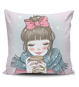 Alkanhomes Fashion Girl Dijital Baskılı Kırlent Kılıfı