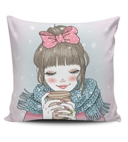 Alkanhomes Fashion Girl Dijital Baskılı Kırlent Kılıfı