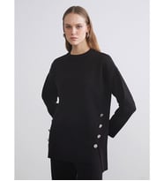 LCWAIKIKI Classic Siyah Bisiklet Yaka Oversize Kadın Triko Kazak