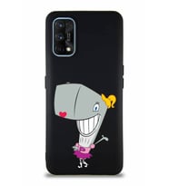 Realme 7 Pro Soft Premier Kapak Pearl Yengeç Tasarımlı Silikon Kılıf - Siyah (Şeffaf)