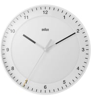 Braun Klasik Büyük Analog Duvar Saati Sessiz Saat Mekanizması, Kolay Okunan Kadran, 30 Cm Çap, Beyaz