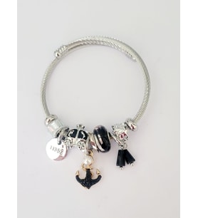 Pandora Model Çapa Ve Boncuk Charm Çelik Bileklik