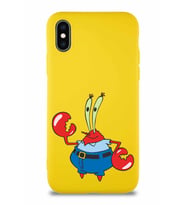 Apple iPhone X Soft Premier Kapak Bay Yengeç Tasarımlı Silikon Kılıf - Sarı (Şeffaf)