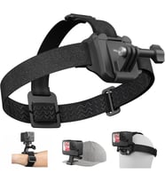 TELESIN Baş Kayışı Dağı Kapak Klipsli, Hızlı Çıkarma Baş Kemeri Dağı GoPro Hero 12/11/10/9/8/7/6/5, Fusion, Max, DJI OSMO ve Çoğu Aksiyon Kamerasıyla Uyumlu