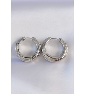 Pirinç Gümüş Renk Asimetrik Kıvrım Küpe - TJ-BKP8975