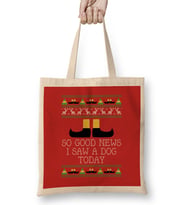 Good News Elf Quote Christmas Knit Bez Çanta Uzun Saplı
