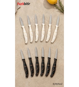 ByMyHand Mermer Desenli Meyve Bıçağı 6'lı Set