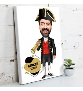 Kaşif Erkek Karikatürlü Kanvas Tablo