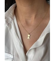 Tasarım Şık Kum Saati Kolye 925K Gümüş (Gold)