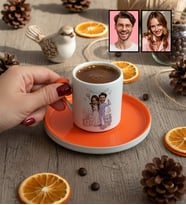 Kişiye Özel Karikatürlü Gelin Damat Balayı Çifti Türk Kahvesi Fincanı Sevgililer Günü Hediyesi