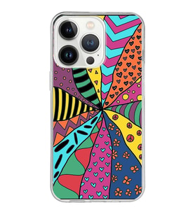 PrintiFy Apple  iPhone 13 Pro Max ile Uyumlu 1mm Slim Fit Retro Renkler 4 Baskılı Şeffaf  Kılıf