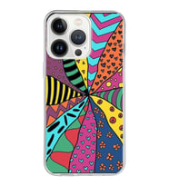 PrintiFy Apple  iPhone 13 Pro Max ile Uyumlu 1mm Slim Fit Retro Renkler 4 Baskılı Şeffaf  Kılıf