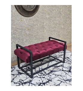 Siyah Boyalı Metal 80 cm Puf Bench - Antre Puf - Hol Bench - Puf - Oturak - Bench Bordo Renk 90 x 45 Boyut/Ebat (Çok Renkli)