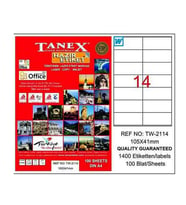 TANEX 2114 LASER ETİKET 105x41mm 14x100 1400 ADET