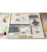 UNİSEX 0-3 AY BEBEKLERE GAYE ORGANİK UYUYAN TAVŞAN NAKIŞLI 10 LU SET (Gri)