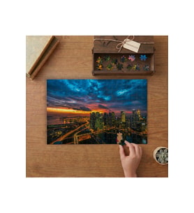 Şehrin Işıkları ve Gökdelenler Tasarımı 240 parça Ahşap Puzzle Ahşap Kutuda MP05565