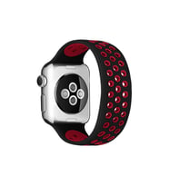 Watch 42mm Ayarlı Delikli Silikon Kordon - Siyah-kırmızı