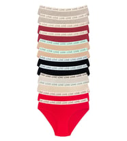 12 Adet Pamuklu Esnek Kadın Slip Bikini Külot Geniş Lastikli Baskılı