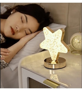 Kristal Elmas Masa Lambası LED Usb Şarj Edilebilir Başucu Dekoratif Masaüstü Gece Lambası (Krem)