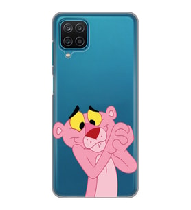 Samsung Galaxy A22 Uyumlu Pembe Panter Tasarımlı Şeffaf Telefon Kılıfı
