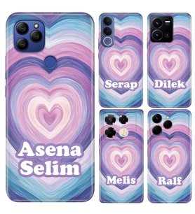 Tecno Spark Slim Go 1 2 8 8C 9 10 20 30 30C 40 40C Pro Pova Neo Plus 2 3 4 5 6 Kılıf YeniSeri Kişiye Özel İsim Yazılı Silikon Kapak Purple Love