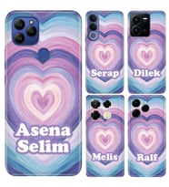 Tecno Spark Slim Go 1 2 8 8C 9 10 20 30 30C 40 40C Pro Pova Neo Plus 2 3 4 5 6 Kılıf YeniSeri Kişiye Özel İsim Yazılı Silikon Kapak Purple Love