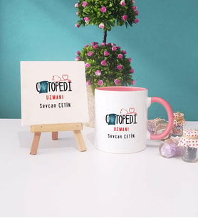Ortapedi Uzmanı Kupa Bardak Pembe Dekoratif Taş Baskı
