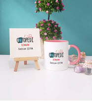Ortapedi Uzmanı Kupa Bardak Pembe Dekoratif Taş Baskı