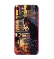 Apple iPhone 5 6 7 8 Plus Se XR Kılıf Desemli Silikon Kız ve Kedi 1762
