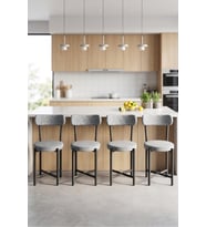 Sandalye 4 Adet Keten Kumaş Metal Ayak Modern Mutfak Sandalyesi Cafe Balkon Ofis Teddy 9809 Antrasit
